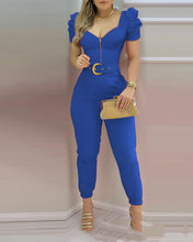 Women's V-Neck Puff Sleeve Jumpsuit