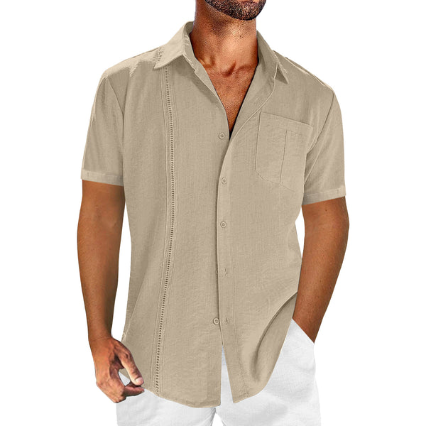 Men's Loose Casual Lace Cotton Linen Shirt