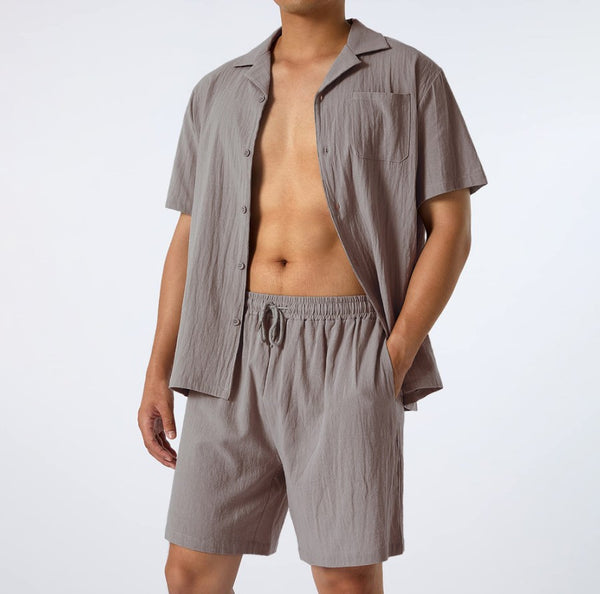 Men's Fashion Loose Casual Men's Shirt Two-Piece Set