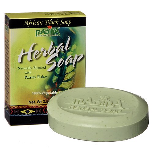 Madina Herbal African Black Soap with Parsley Flakes (6-Pack)