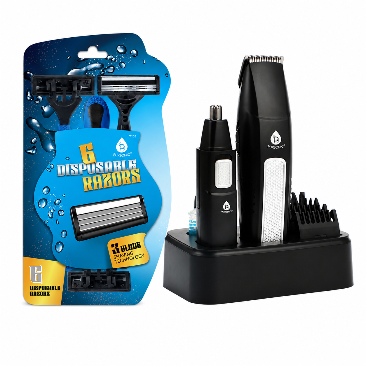 Ultimate Men’s Grooming Set – 10-Piece Hair, Beard & Body Grooming Kit + Disposable Razors