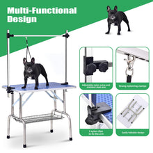 42" Pet Grooming Table Collapsible Large Dog Grooming Table with Lasso and Storage Basket Adjustable Arm Height for Different Dogs (Blue)
