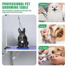 42" Pet Grooming Table Collapsible Large Dog Grooming Table with Lasso and Storage Basket Adjustable Arm Height for Different Dogs (Blue)