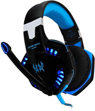 Gaming Headset with Mic for PC,PS4,Xbox One,Over-ear Headphones with Volume Control LED Light Cool Style Stereo,Noise Reduction for Laptops,Smartphone,Computer (Black & Blue)