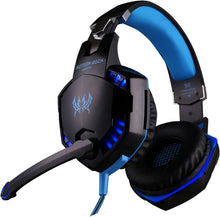 Gaming Headset with Mic for PC,PS4,Xbox One,Over-ear Headphones with Volume Control LED Light Cool Style Stereo,Noise Reduction for Laptops,Smartphone,Computer (Black & Blue)