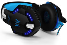 Gaming Headset with Mic for PC,PS4,Xbox One,Over-ear Headphones with Volume Control LED Light Cool Style Stereo,Noise Reduction for Laptops,Smartphone,Computer (Black & Blue)