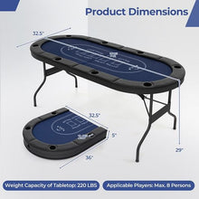 72-Inch Foldable Poker Table for 8 Players