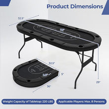 72-Inch Foldable Poker Table for 8 Players