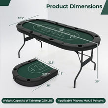 72-Inch Foldable Poker Table for 8 Players