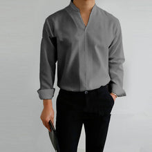 Stand Collar Solid Color Regular Men's Shirt Four Seasons Universal