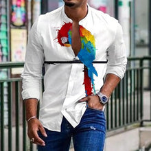 Round Neck Printed Men's Long-sleeved Shirt Cardigan