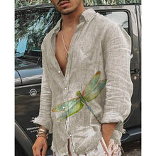 Round Neck Printed Men's Long-sleeved Shirt Cardigan