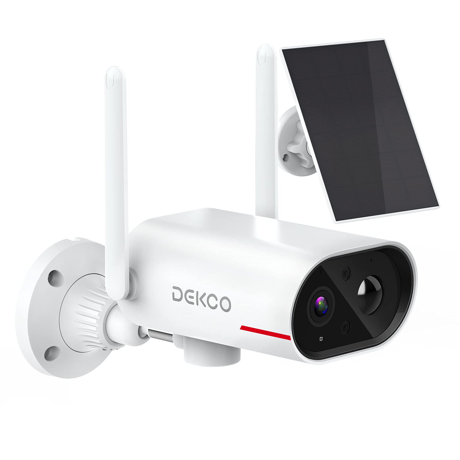 DEKCO Wireless Outdoor Security Camera for Home Security 260^0 View Range Solar Security Camera, Two-Way Audio, Simple Setup, Night Vision, Motion Detection WiFi Surveillance & Security Cameras