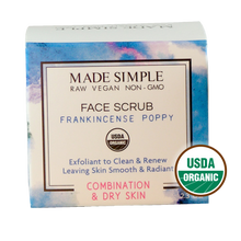 Frankincense Poppy Seed Face Scrub for Combination/Dry Skin - Certified Organic, Vegan & Cruelty-free