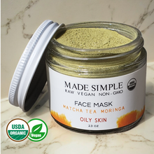 Matcha Tea Moringa Face Mask for Oily Skin - Certified Organic, Vegan & Cruelty-free