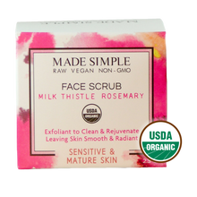 Milk Thistle Rosemary Face Scrub for Sensitive/Mature Skin - Certified Organic, Vegan & Cruelty-free