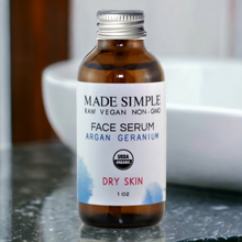 Argan Geranium Face Serum for Dry Skin - Certified Organic. Vegan & Cruelty-free
