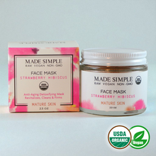 Strawberry Hibiscus Face Mask for Mature Skin - Certified Organic, Vegan & Cruelty-free