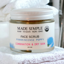 Frankincense Poppy Seed Face Scrub for Combination/Dry Skin - Certified Organic, Vegan & Cruelty-free